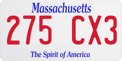 MA license plate 275CX3