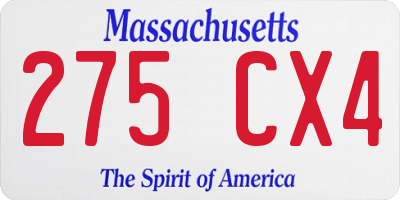 MA license plate 275CX4
