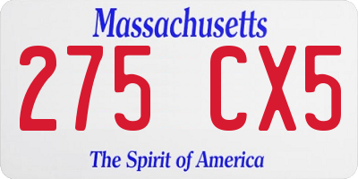 MA license plate 275CX5