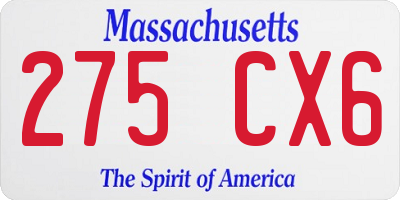 MA license plate 275CX6
