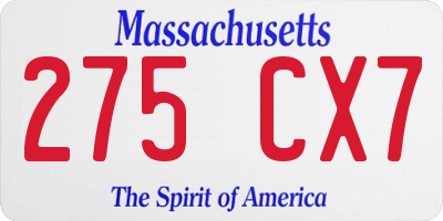 MA license plate 275CX7