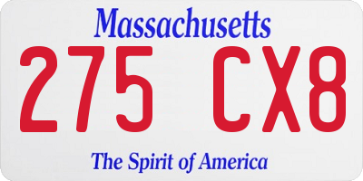 MA license plate 275CX8