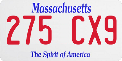 MA license plate 275CX9