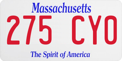 MA license plate 275CY0