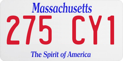 MA license plate 275CY1