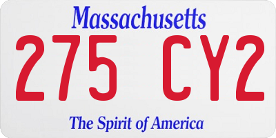MA license plate 275CY2