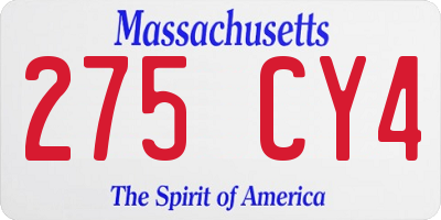 MA license plate 275CY4