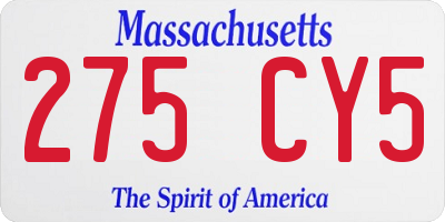 MA license plate 275CY5