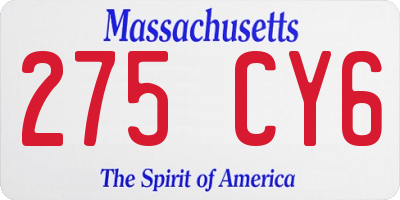 MA license plate 275CY6