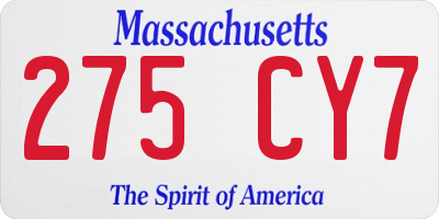 MA license plate 275CY7