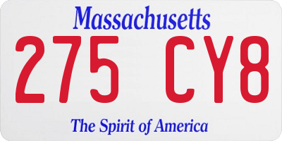 MA license plate 275CY8