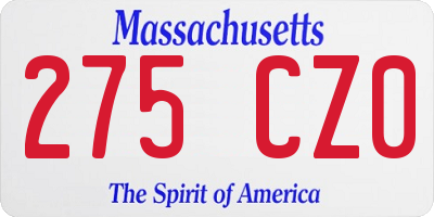 MA license plate 275CZ0