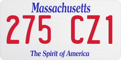 MA license plate 275CZ1