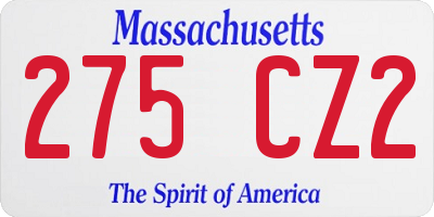 MA license plate 275CZ2