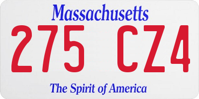 MA license plate 275CZ4