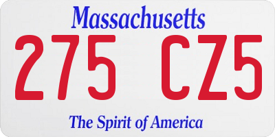 MA license plate 275CZ5