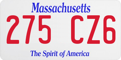 MA license plate 275CZ6