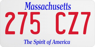 MA license plate 275CZ7