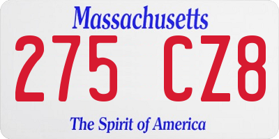 MA license plate 275CZ8