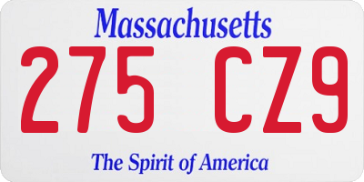 MA license plate 275CZ9