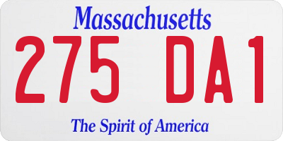 MA license plate 275DA1