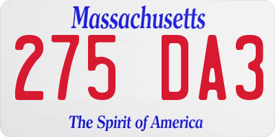 MA license plate 275DA3