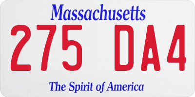 MA license plate 275DA4