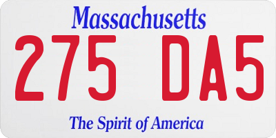 MA license plate 275DA5
