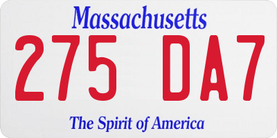 MA license plate 275DA7