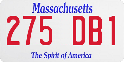 MA license plate 275DB1