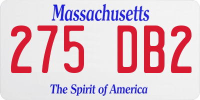 MA license plate 275DB2