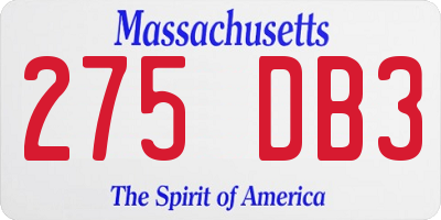 MA license plate 275DB3