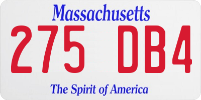 MA license plate 275DB4