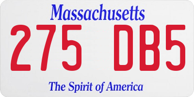 MA license plate 275DB5