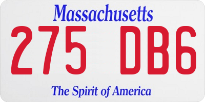 MA license plate 275DB6