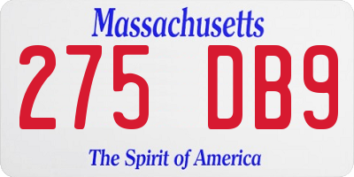 MA license plate 275DB9