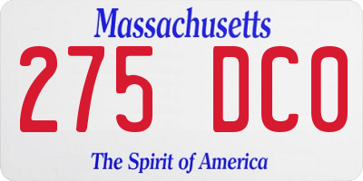 MA license plate 275DC0