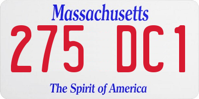 MA license plate 275DC1