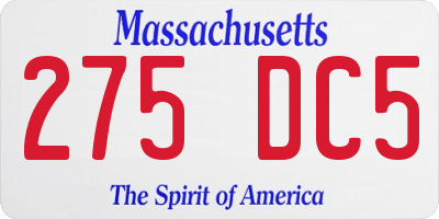 MA license plate 275DC5