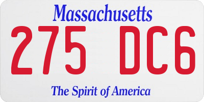 MA license plate 275DC6