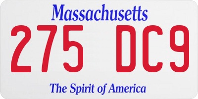 MA license plate 275DC9
