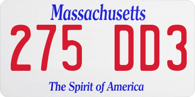 MA license plate 275DD3