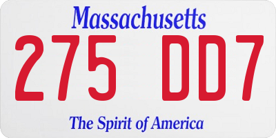 MA license plate 275DD7