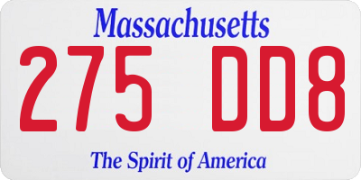 MA license plate 275DD8