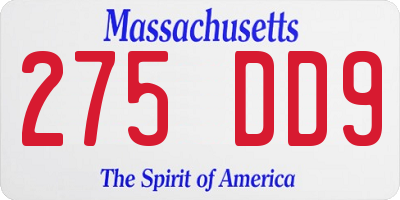 MA license plate 275DD9