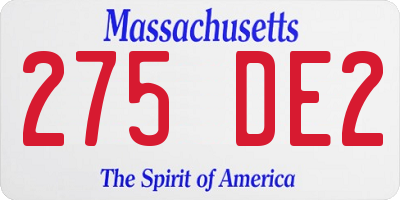 MA license plate 275DE2