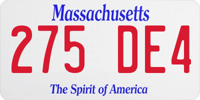 MA license plate 275DE4