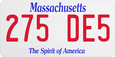 MA license plate 275DE5