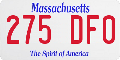 MA license plate 275DF0