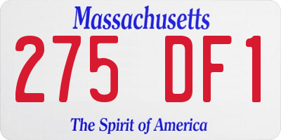 MA license plate 275DF1